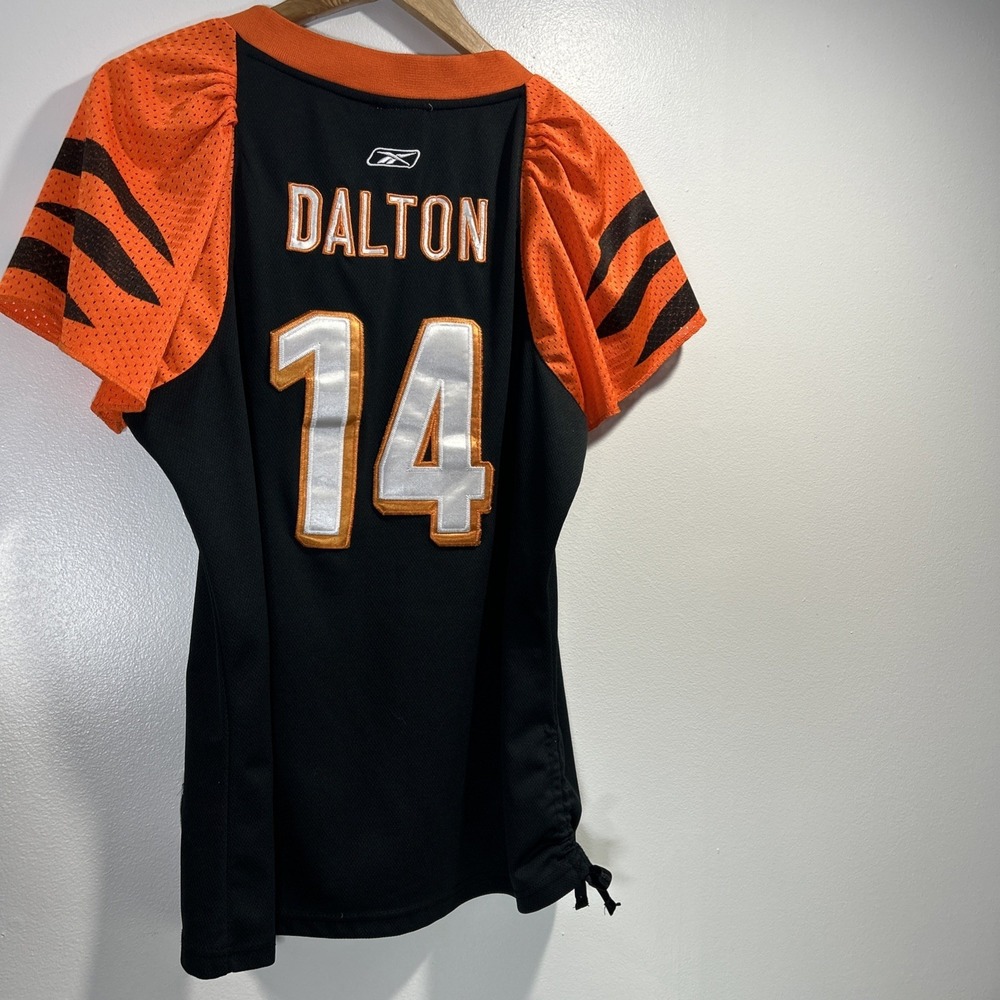 NFL‎ Cincinnati Bengals BLING LACE UP JERSEY SHIRT WOMEN'S Large #14 Dalton - Picture 8 of 11
